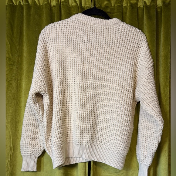 Na-kd Cream Waffle knit Crew Sweater. Size XS. Retail $90. Excellent condition. - Picture 3 of 5